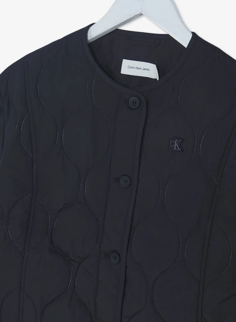 Calvin Klein Jeans Ck Black Youth Logo Quilted Bomber Jacket for Women | Best Price UAE