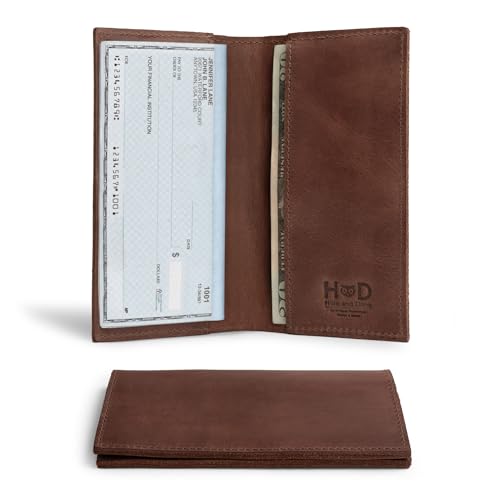 Hide & Drink, Checkbook Cover, Minimalist Organizer for Personal or Business Finances, Bill Holder, Full Grain Leather, Handmade, Bourbon Brown - Image 1