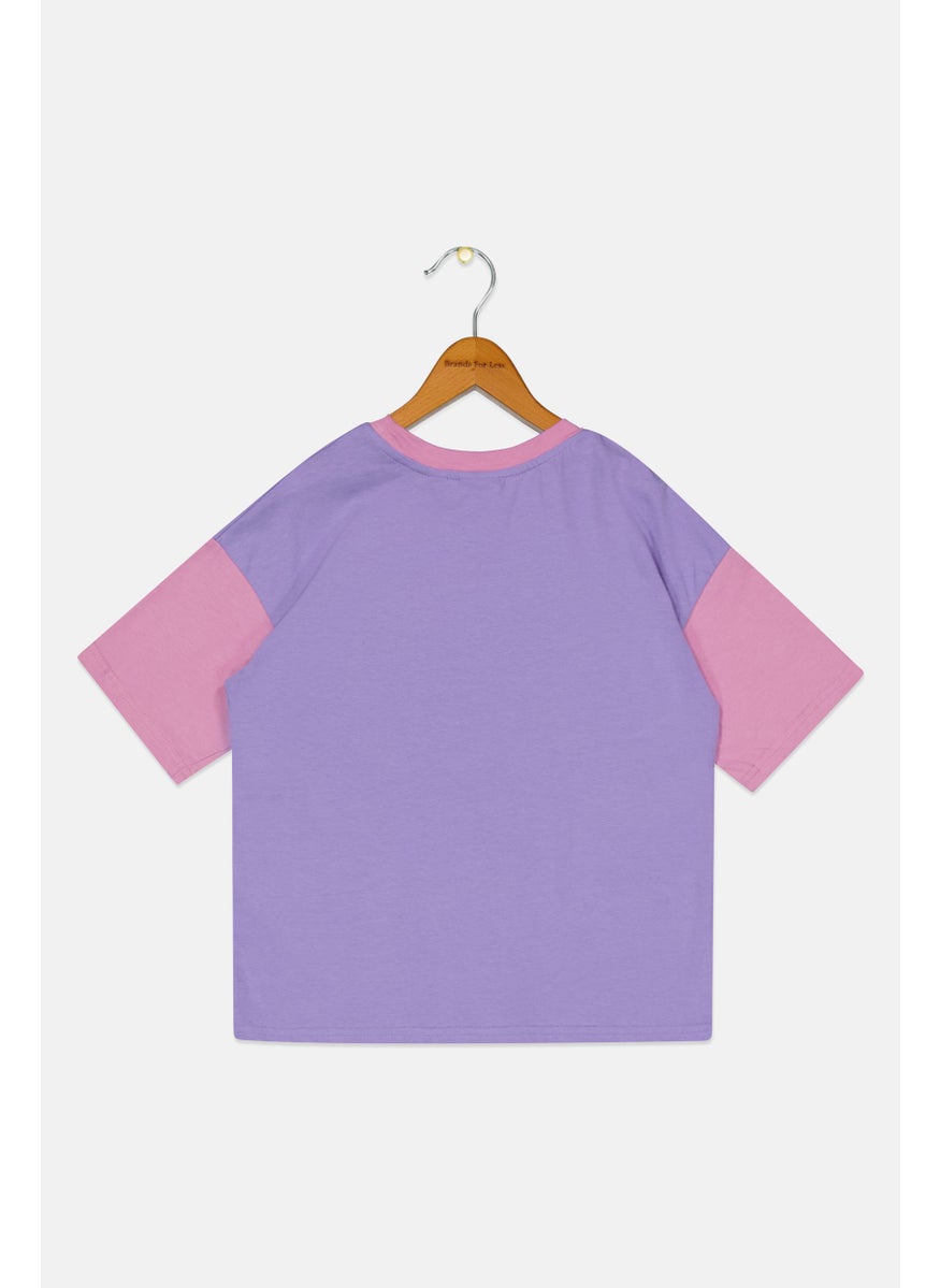 Franklin Marshall - Kids Boy Short Sleeve Brand Logo T Shirt, Purple Combo - Image 1
