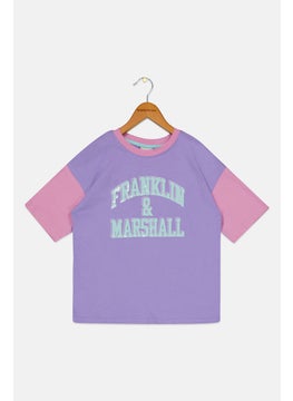 Kids Boy Short Sleeve Brand Logo T Shirt, Purple Combo