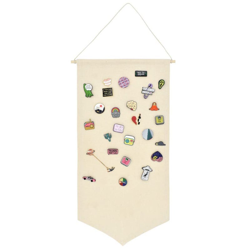 YeeMan Wall Hanging Brooch Jewelry Storage Case Canvas Display Stand Enamel Pin Display Banner Holder Earrings Necklace Glitter Pin Collection Organizer (Burlywood) - Image 1