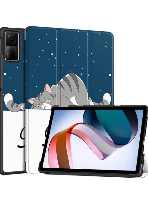 Flip Case Compatible with Xiaomi Redmi Pad SE 2023, PU Leather Cover With Stand Function, 360° Protective - Cat