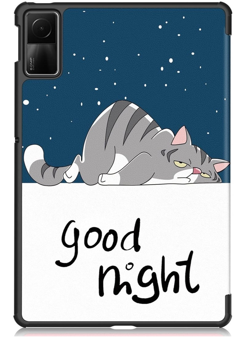 VKL - Flip Case Compatible with Xiaomi Redmi Pad SE 2023, PU Leather Cover With Stand Function, 360° Protective - Cat - Image 1