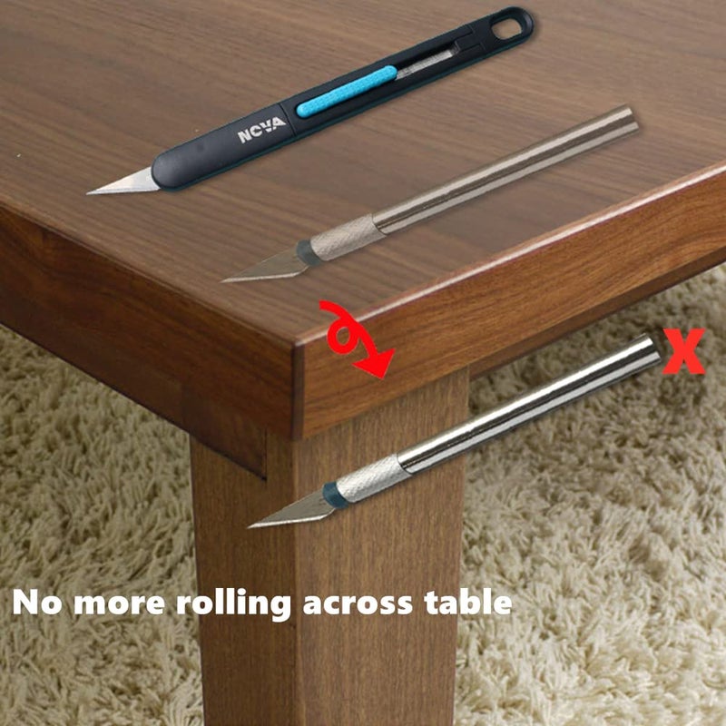 Nova Precision Craft & Hobby Knife, Premium Safety Cutter for Trimming, Vinyl Weeding and Art, Innovative Flat Design for a Better Use, Retractable #11 Fine Point Blade, Super Slim and Safe - Image 5