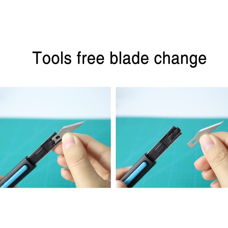 Nova Precision Craft & Hobby Knife, Premium Safety Cutter for Trimming, Vinyl Weeding and Art, Innovative Flat Design for a Better Use, Retractable #11 Fine Point Blade, Super Slim and Safe - Image 4