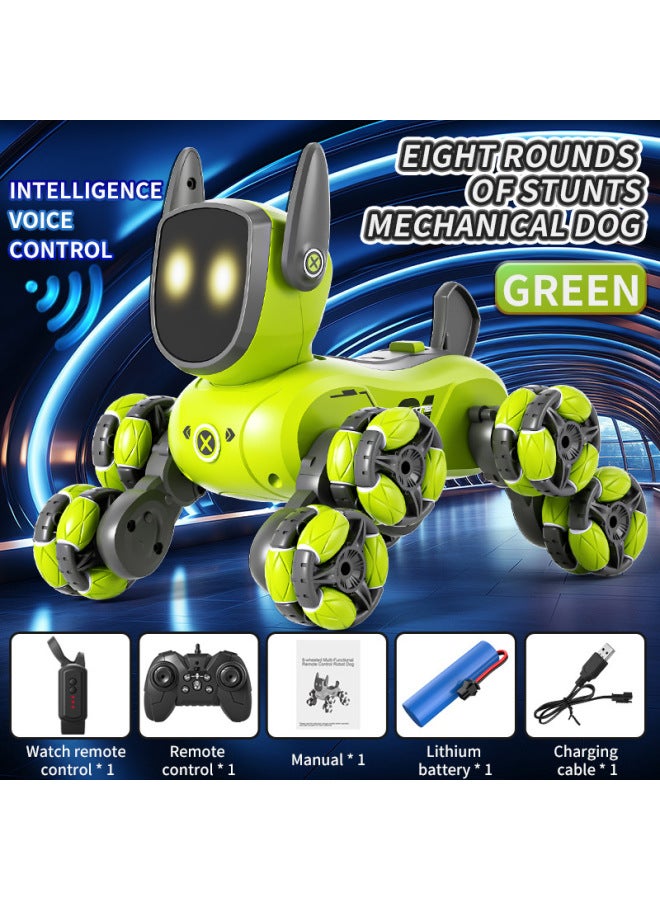 JJRC Q200 Small Eight-wheel Gesture Sensing Multi-function Remote Control Stunt Robot Dog Children's Toy Cross-border-Color:Green Standard + Watch - Image 1