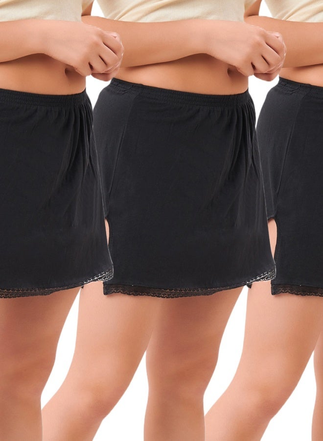 mybody mybbody Women's Micro Skirt 3-Pack – Black+Black+Black Combo | Stretch Inskirts | Sizes S to 3XL | Underskirt for Sarees & Daily Wear  - Image 2