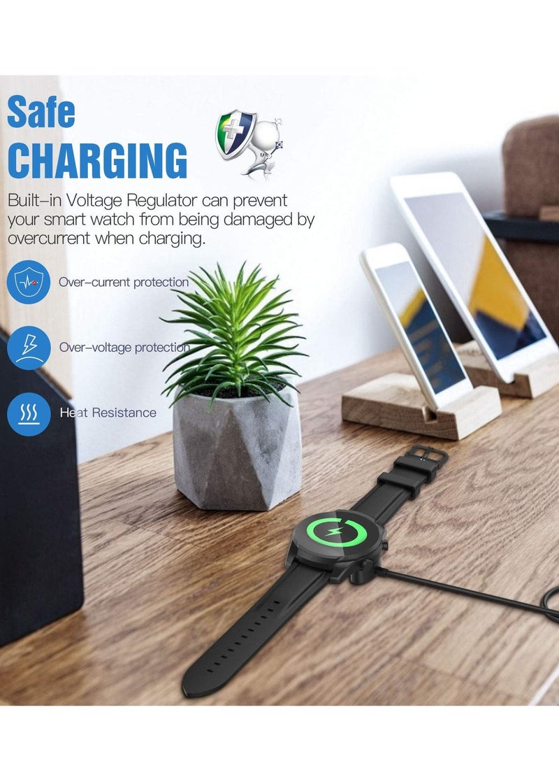 KASTWAVE 2 Pack Compatible with Ticwatch ProX/ E3/ pro3/ pro3 LTE3 Etc.Charging Cable, Portable Magnetic Charger Base Replacement Power Cable Smartwatch Charging Cable Replacement (Black)  - Image 3