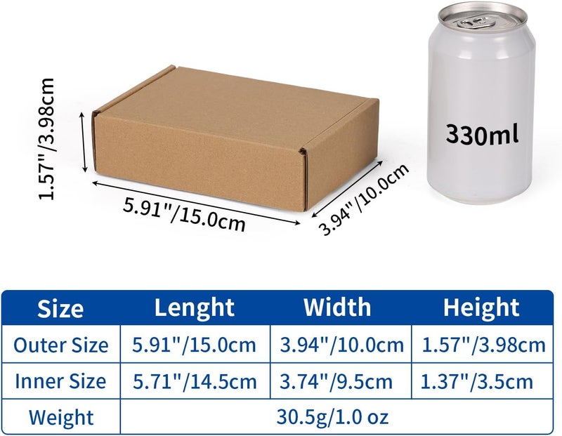 CRUGLA 6x4x1.5 Small Shipping Boxes, 100 Pack Brown Kraft Folding Mailer Boxes, 3-Ply Corrugated Cardboard Mini Box Mailers for Small Business Packaging - Image 2