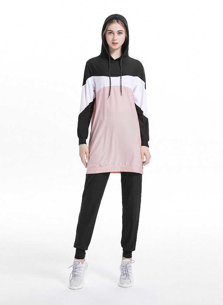 Loquat 2 Piece Autumn And Winter New Middle East Arab Hui Muslim Sports And Leisure Suit Pink  - Image 1