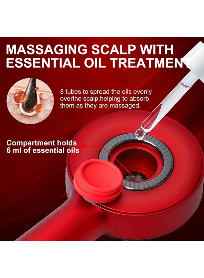 Premium Head Scalp Electric Massager 2 IN 1 Hair Oil Applicator Comb, Head & Scalp Massaging Brush, IPX7 Waterproof,Portable Deep Massager For Hair, Massager Machine (Red) - Image 3