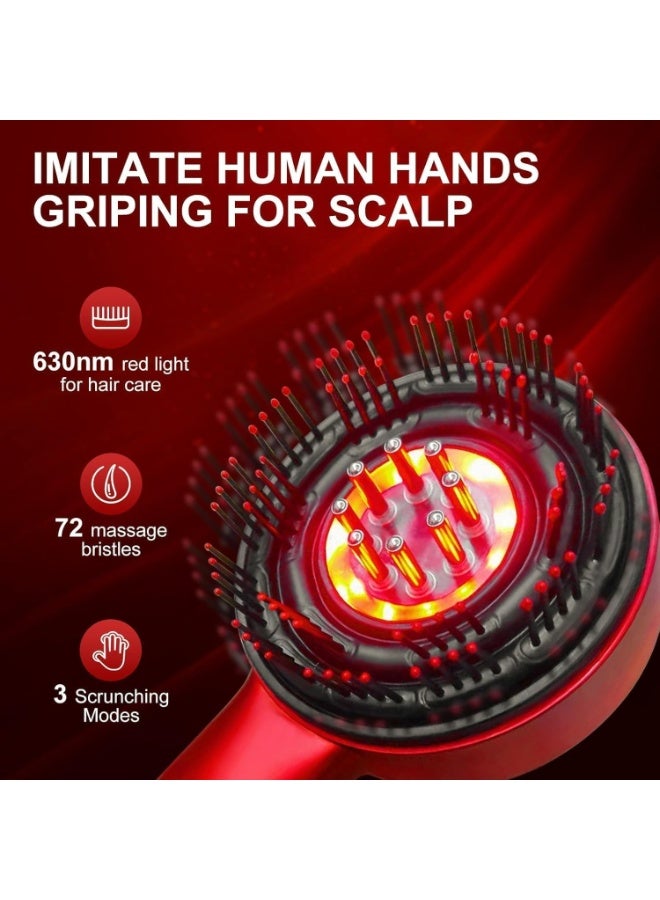 Premium Head Scalp Electric Massager 2 IN 1 Hair Oil Applicator Comb, Head & Scalp Massaging Brush, IPX7 Waterproof,Portable Deep Massager For Hair, Massager Machine (Red) - Image 2
