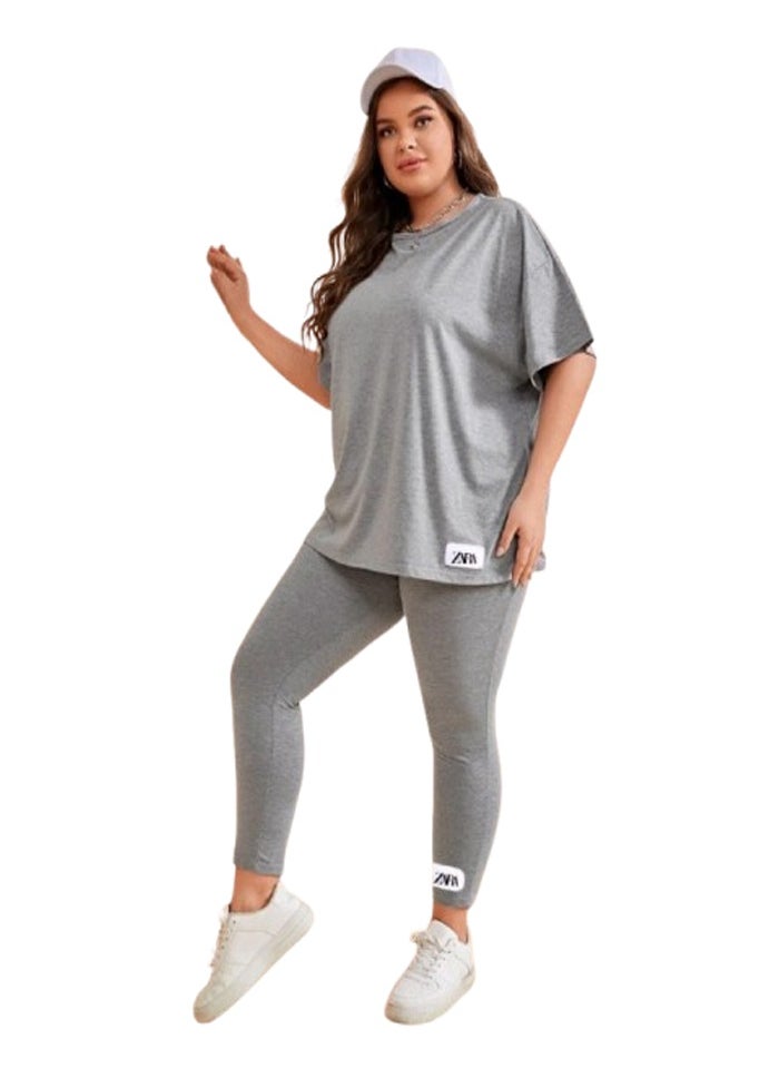 Women's Half-Sleeve Gym Set - Custom Size - Gray