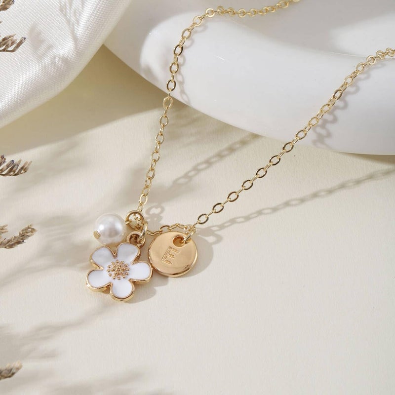 enasal Flower Girl Proposal Necklace Gifts for Girls,Bridesmaid Gifts from the Bride,Initial A Pendant Necklace Thank You for Being Our Flower Girl on Wedding Bridal Shower Party (Thnaks A - Image 2