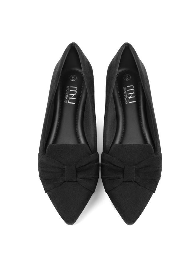 MUSSHOE Ballet Flats for Women Comfortable Women's Flats Memory Foam Slip on Pointed Toe Flats Shoes Women, Black Knot, 10 - Image 1