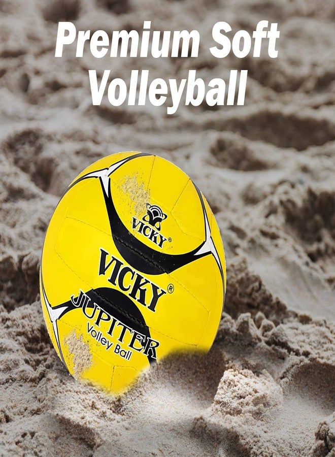Vicky Jupiter Volleyball Exquisite Craft & Superior Hand Sewn Synthetic Material Built Ideal Ball for Training & Practising Sports- Yellow - Image 2