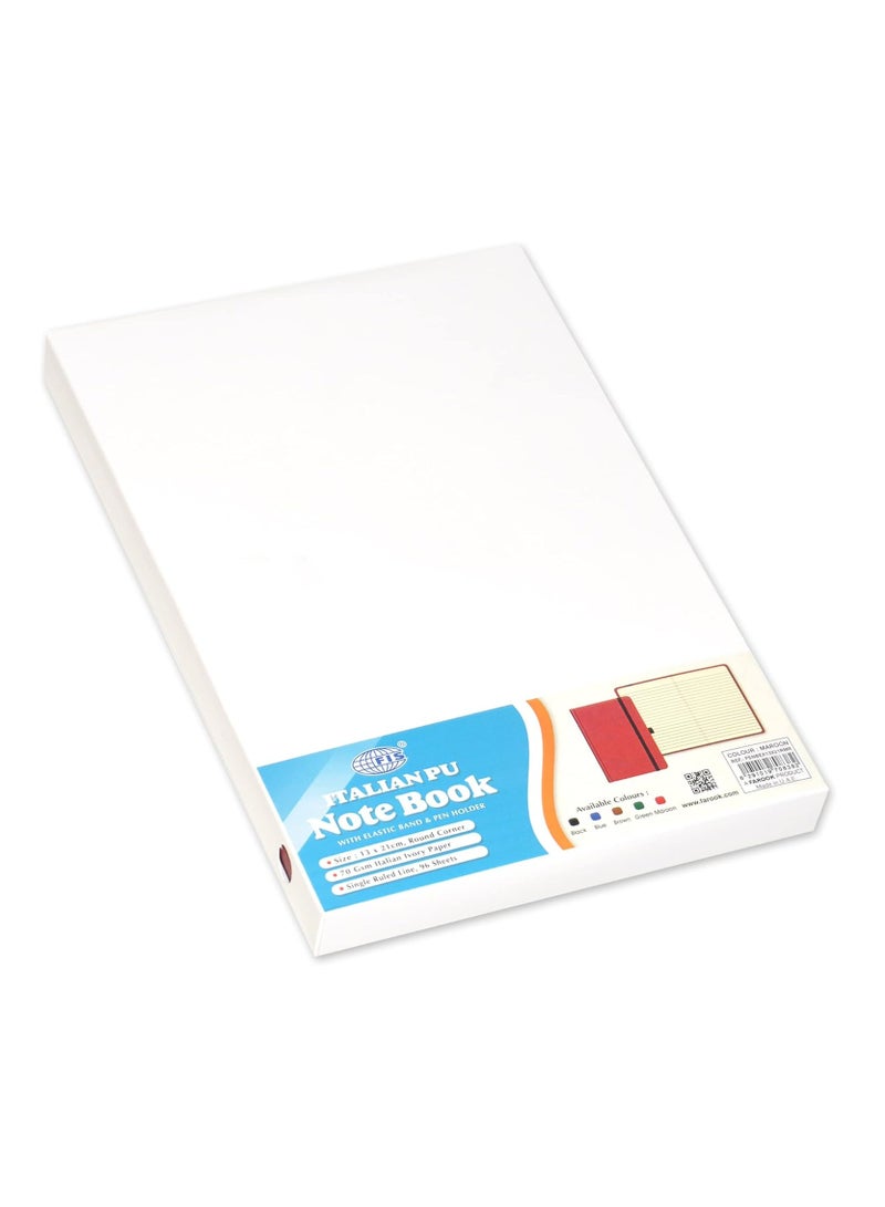 FIS Italian PU Cover Notebook, Size 13x21CM,,Single Line,96 Sheets,Ravenna,Maroon -FSNBEX13X21RMR - Image 3
