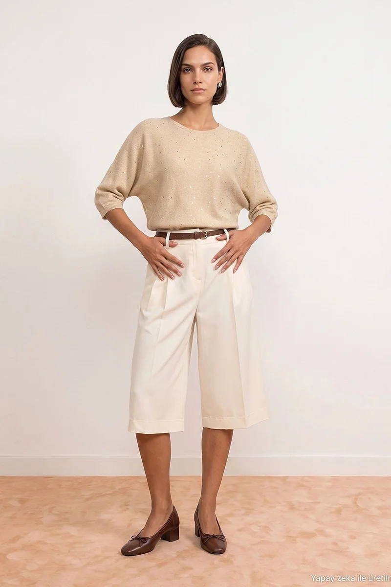 Dilvin Beige Natural DILVIN Women's Knit Sweater for Women | Best Price UAE