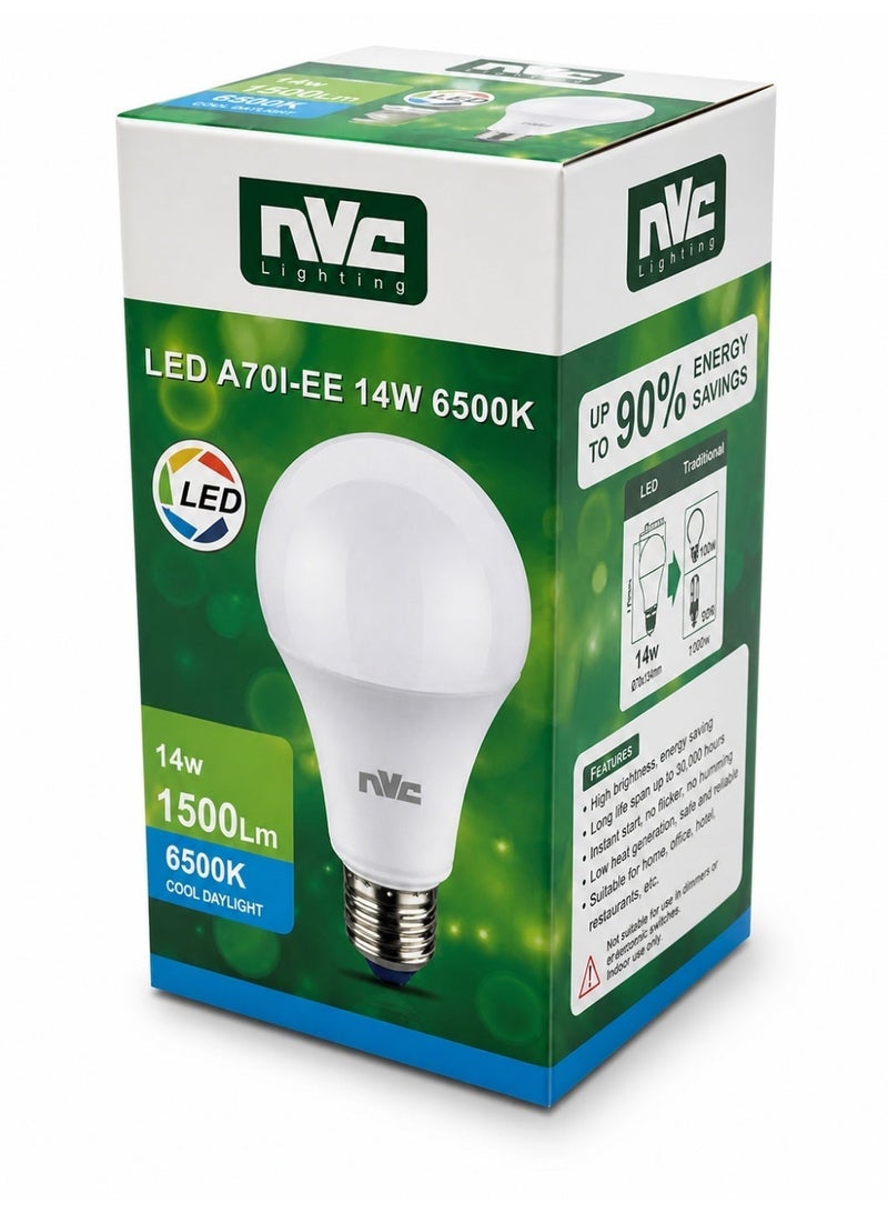 NVC A Bulb LED A70I-EE 14W 6500K E27 Ultra Bright High Efficiency (Living Room/ Café / Office) - Image 2