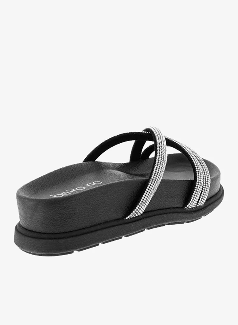 Beira Rio Black Flat Sandals for Women – Stylish Ladies Flat Sandals & Comfortable Flat Slippers for Women | Best Price UAE