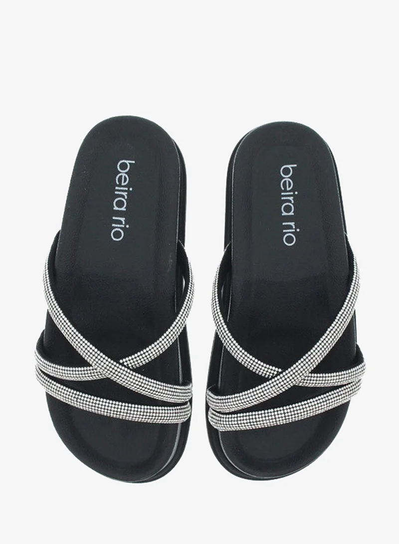 Beira Rio Black Flat Sandals for Women – Stylish Ladies Flat Sandals & Comfortable Flat Slippers for Women | Best Price UAE