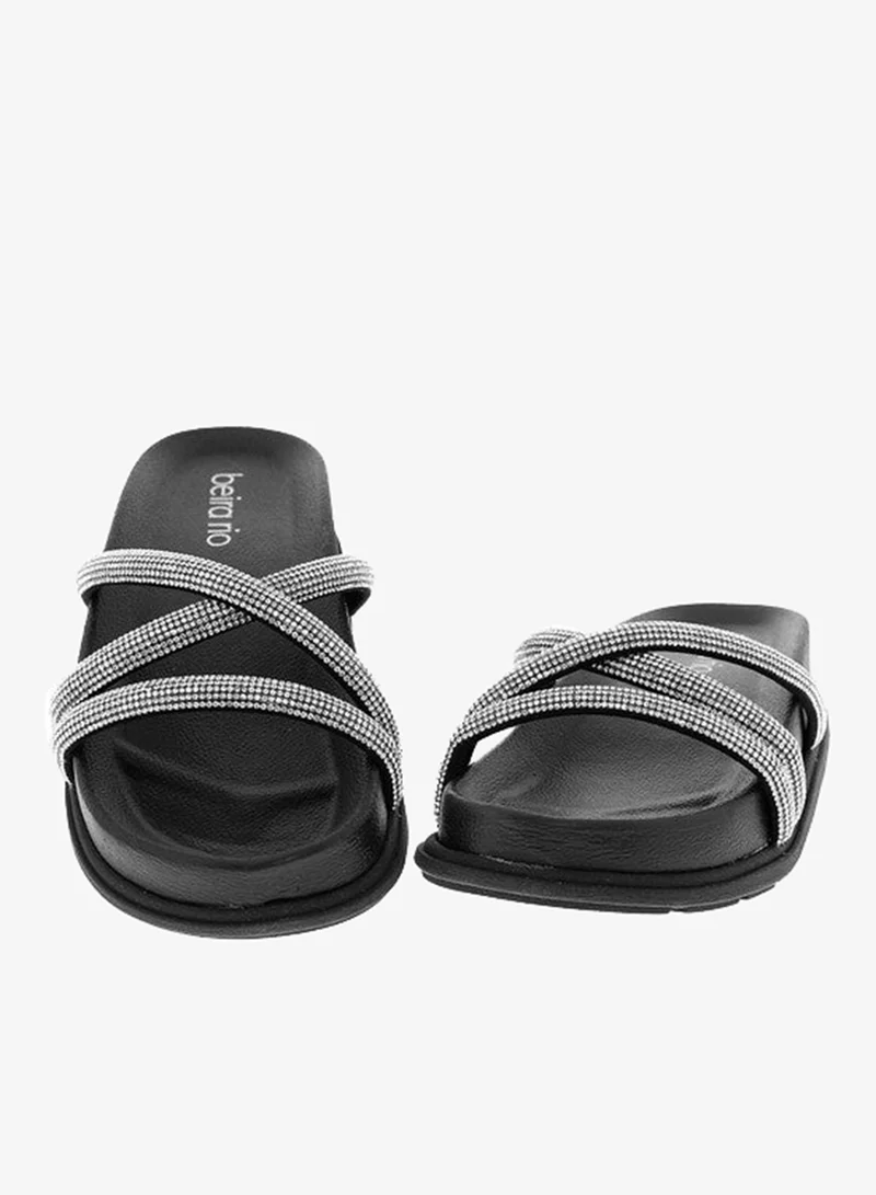Beira Rio Black Flat Sandals for Women – Stylish Ladies Flat Sandals & Comfortable Flat Slippers for Women | Best Price UAE