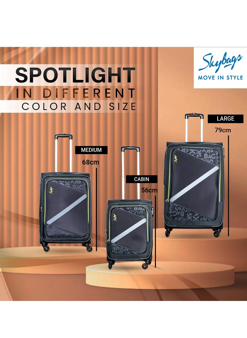 Skybags Set of 3 Luggage | Spotlight 4W Str (E) | Polyester Soft Sided 360° 4 Wheels Spinner Trolleys- Cabin-20 Inch| Medium-24Inch| Large- 28 Inch| Grey