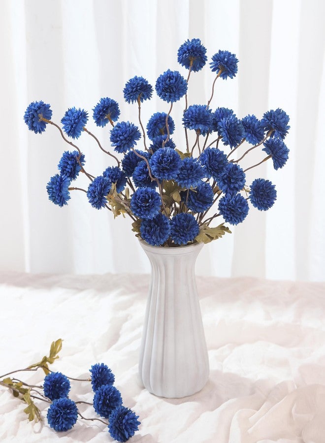 DuHouse 6pcs Artificial Flowers Faux Silk Pompon Mum,Silk Small Mini Chrysanthemum Ball with Stems for DIY Bouquets Centerpieces Vase Home Table Kitchen Decorations(Dark Blue) - Image 3