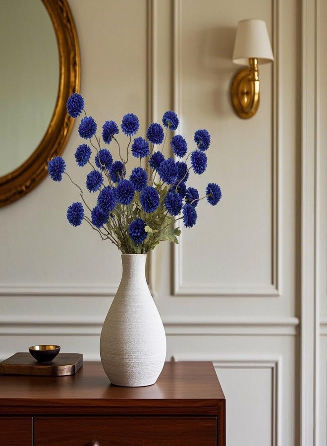 DuHouse 6pcs Artificial Flowers Faux Silk Pompon Mum,Silk Small Mini Chrysanthemum Ball with Stems for DIY Bouquets Centerpieces Vase Home Table Kitchen Decorations(Dark Blue) - Image 4