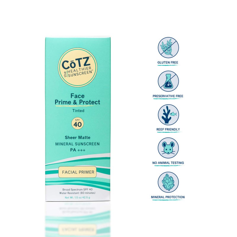 COTZ Face Prime & Protect Tinted Mineral Sunscreen and Facial Primer Broad Spectrum SPF 40; PA+++ 1.5 oz / 42.5 g. - Image 2