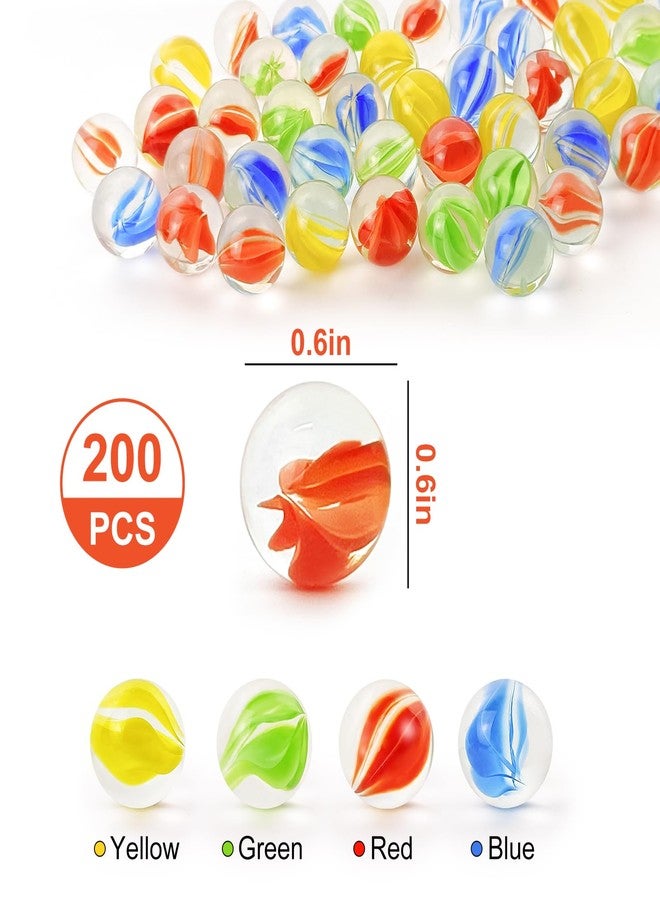 QMET 200PCS Glass Marbles - Marble Collection Cat Eye Mix 4 Colors 16mm for Marble Game & Home Decoration - Image 2