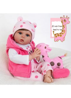 Aori Reborn Baby Dolls 22 Inch Realistic Newborn Baby Girl Doll Soft Vinyl With Giraffe Toy Life Like Babies Dolls For Kids Age 3+  - Image 3