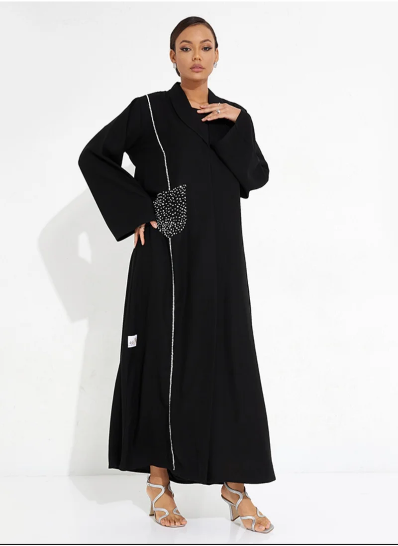 Rosette Abaya Stones Pocket Abaya