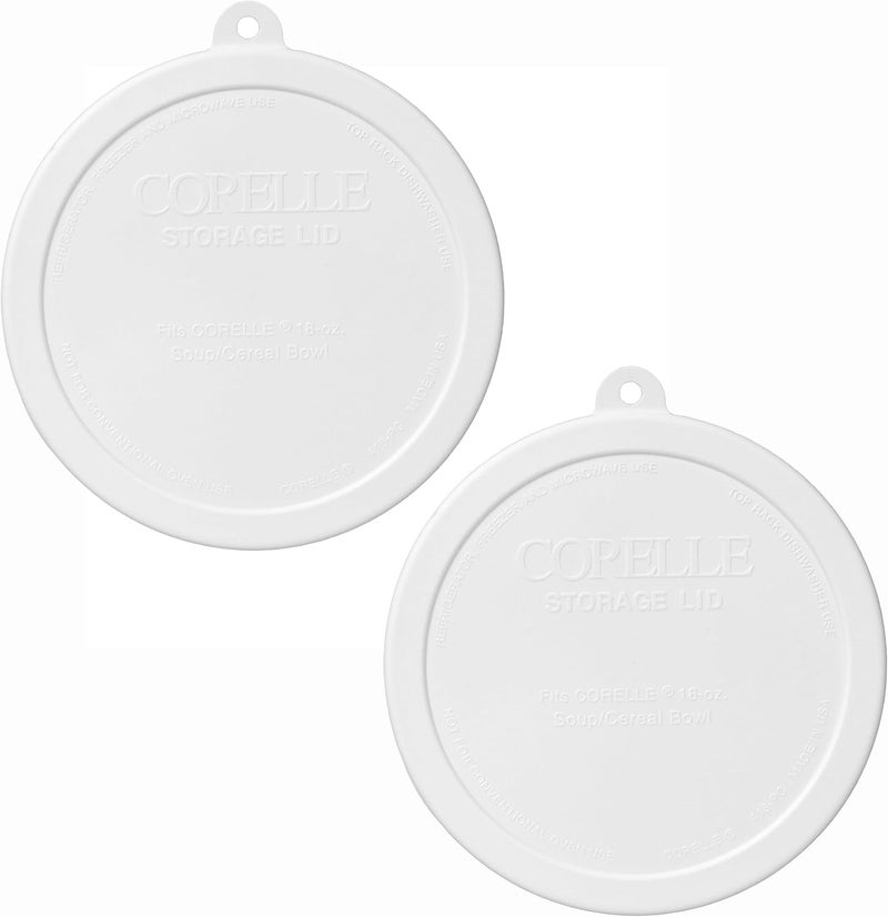 Corelle 418PC White Cereal Bowl Plastic Lids 2Pack - Image 1
