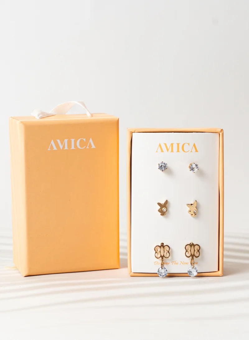 AMICA Pack of 3 Stud Earrings