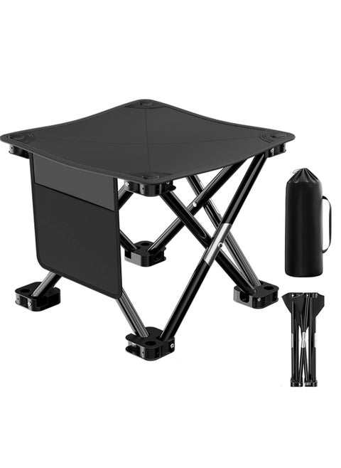 Camping Stool, Portable Folding Stool for Outdoor Walking Hiking Fishing, Large Capacity with storage Bag(Black)