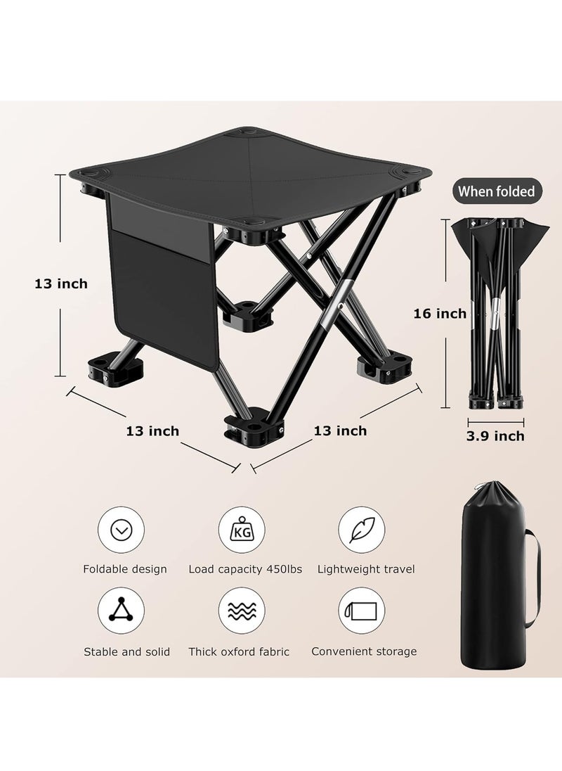 MIXDE - Camping Stool, Portable Folding Stool for Outdoor Walking Hiking Fishing, Large Capacity with storage Bag(Black) - Image 1