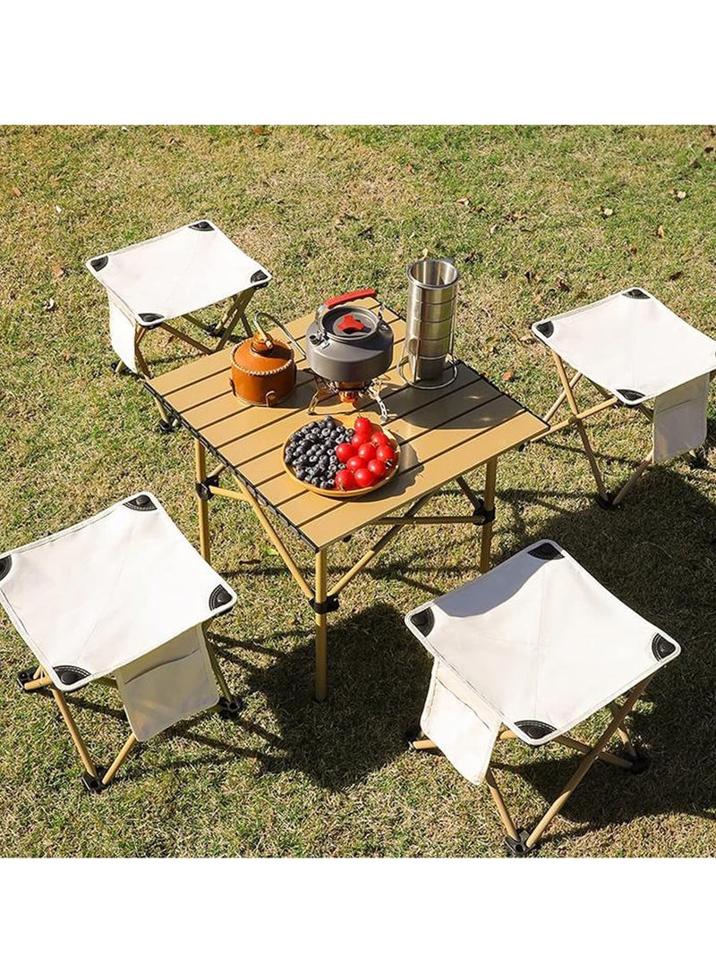 MIXDE - Camping Stool, Portable Folding Stool for Outdoor Walking Hiking Fishing, Large Capacity with storage Bag(Black) - Image 1