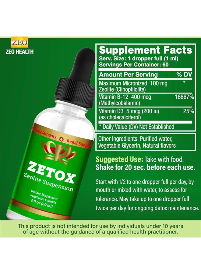 Zeo Health ZETOX | Zeolite Detox for Kids and Adults | Enhanced with Methyl Vitamin B12 and D3 | Premium Grade Liquid Clinoptilolite Zeolite Drops | Supports Gentle Daily Detox, Energy, and Focus (60 Servings) - Image 5
