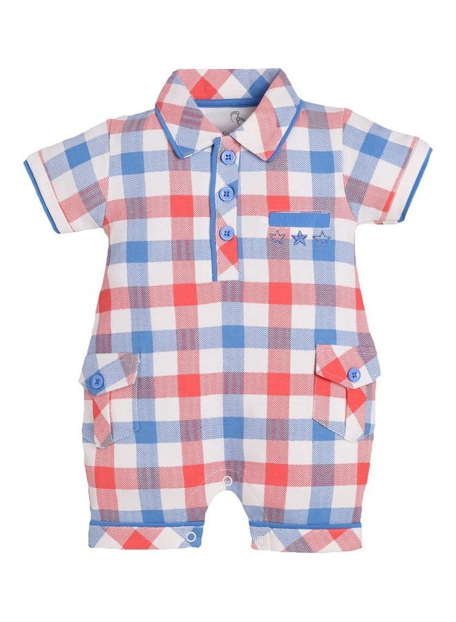 Baby Go BabyGo Half Sleeves Baby Romper| 100% Cotton Rompers for New Born Baby| Baby Dress | Onesies| 0-3M| ROYAL| Infant Clothes  - Image 1