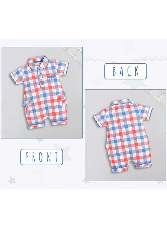 Baby Go BabyGo Half Sleeves Baby Romper| 100% Cotton Rompers for New Born Baby| Baby Dress | Onesies| 0-3M| ROYAL| Infant Clothes  - Image 4
