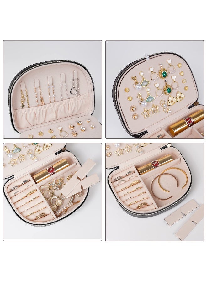 ProCase Travel Size Jewelry Box Medium Portable SeashellShaped Jewelry Case 2 Layer Jewelry Organizer in PU Leather for Women Black - Image 4