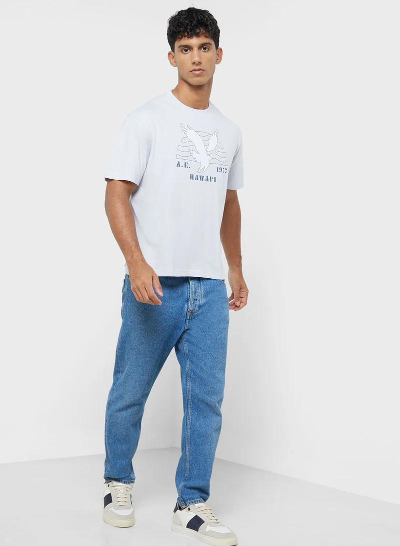 امريكان ايجل Embroidered Graphic Crew Neck T-Shirt