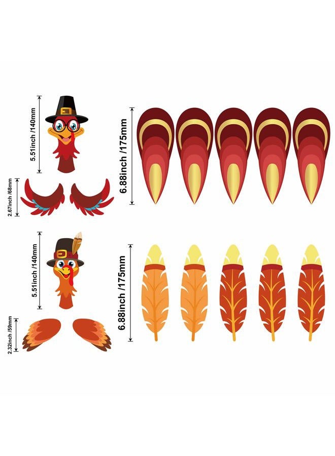 Konsait Thanksgiving Pumpkin Turkey Making Kit, Thanksgiving Turkey Craft for Kids, 6 Turkeys Fall Decor, for Give Thanks Thanksgiving Party Fall Turkey Craft Thanksgiving Party Games Accessories - Image 2