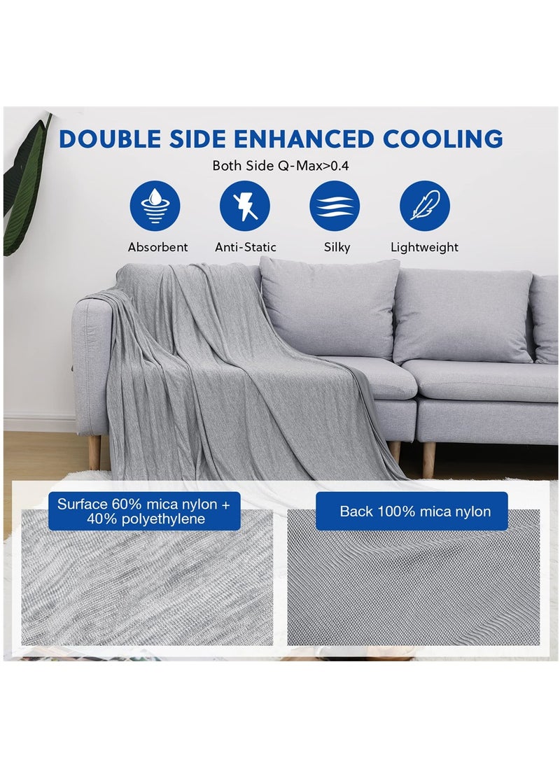 Excefore - Cooling Blankets, Blankets for Hot Sleepers, Summer Blanket Thin Lightweight Breathable Soft Double Side Enhanced Cooling Blanket for Bed, Keep Cool for Night Sweats, Grey, 150*200cm - Image 1