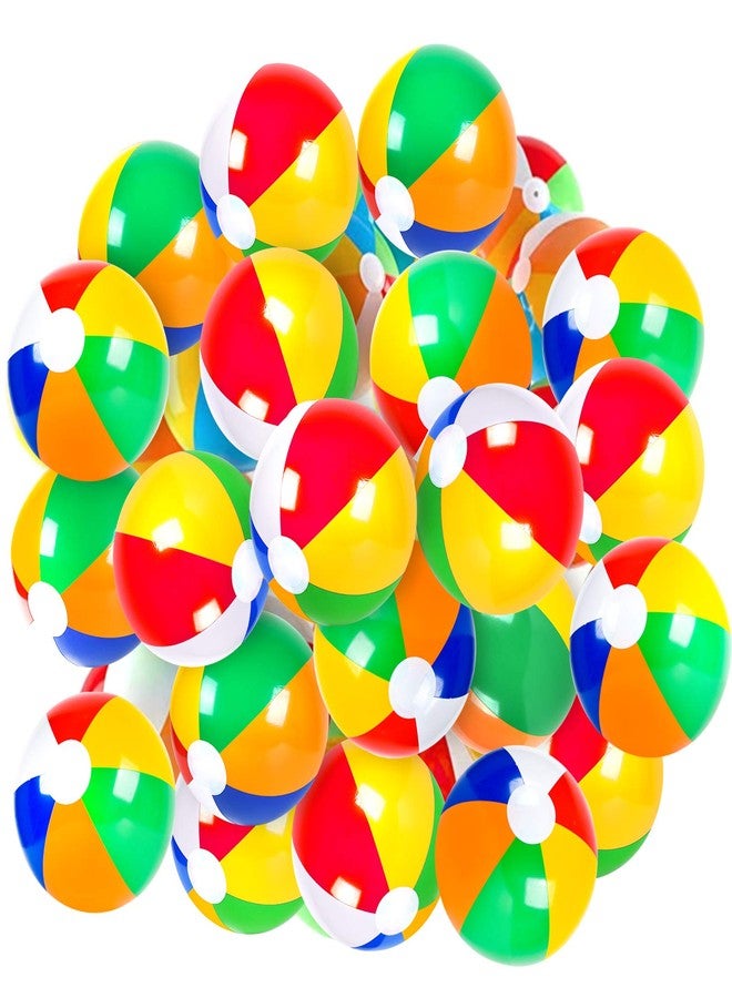 Coopay 50 Pack Inflatable Beach Balls Classic Rainbow Swimming Pool Ball Birthday Beach Party Decoration Summer Water Games Gifts 8 to 12 Inches from Inflated to Deflated - Image 1