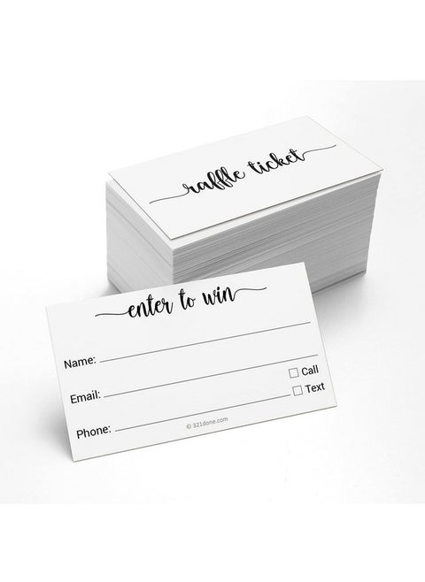 Enter To Win Tickets (Set Of 100) 3.5X2 Name Phone Number And Email Raffle Tickets Entry Form For Contests Drawings Lotteries Prize Game White
