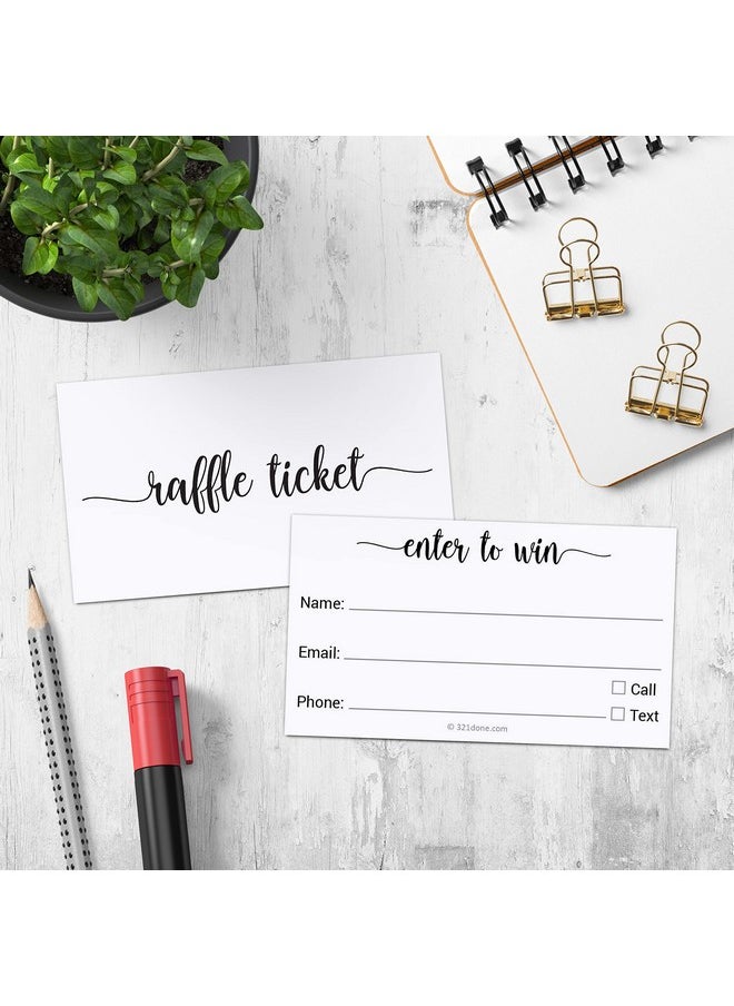 321Done - Enter To Win Tickets (Set Of 100) 3.5X2 Name Phone Number And Email Raffle Tickets Entry Form For Contests Drawings Lotteries Prize Game White - Image 1