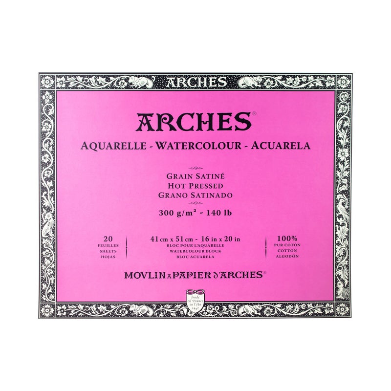 Arches 1711606 ورق أركس أكواريل للرسم بالألوان المائية كرتون أبيض 41 × 51 سم