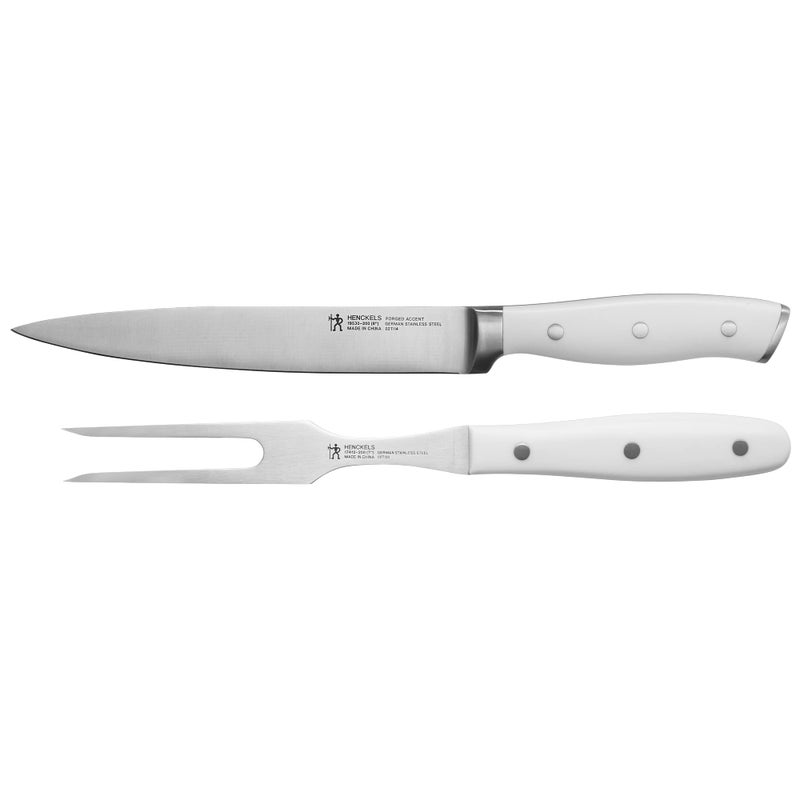 HENCKELS Forged Accent RazorSharp 2pc Carving Knife Set White Handle German Engineered Informed by 100 Years of Mastery